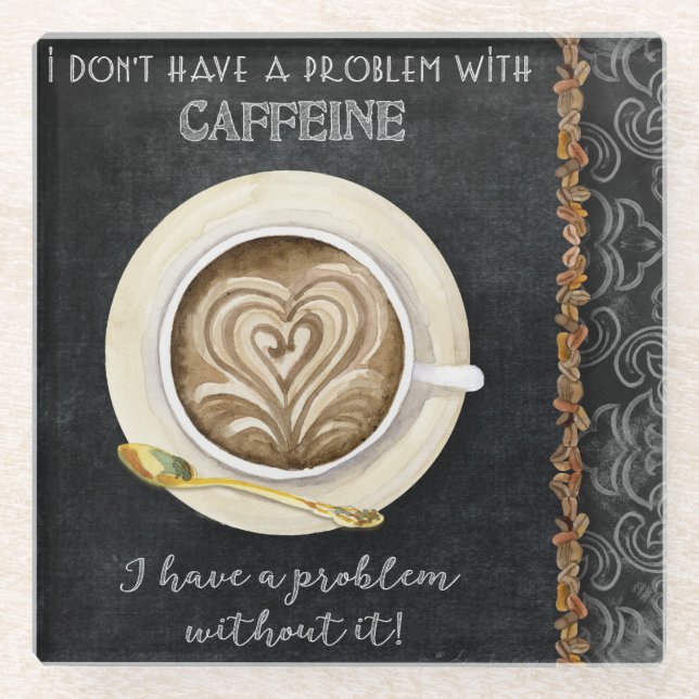 Kaffee Coffeine Cappuccino Herzklopfen Kaffeeshop Glasuntersetzer (Vorderseite)