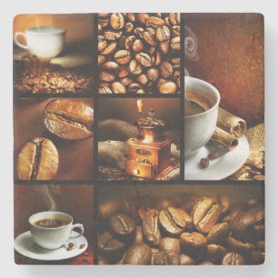 Kaffee-Collage 2 Steinuntersetzer