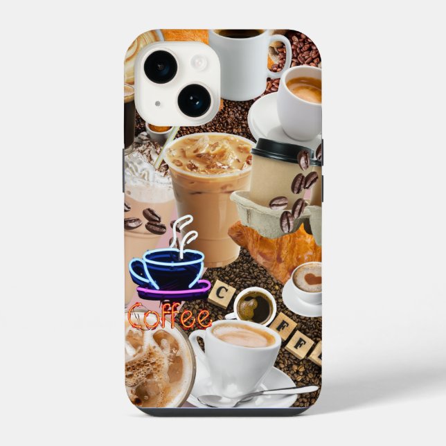 Kaffee Collage Handy Case iPhone 14 Hülle (Rückseite)
