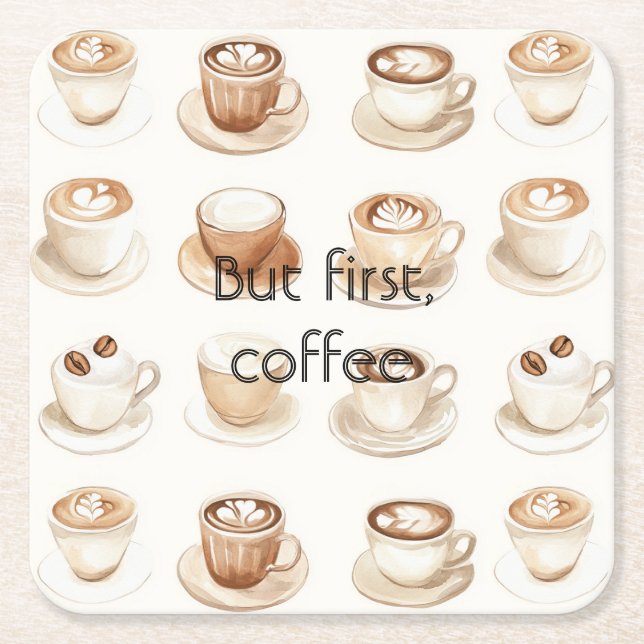 Kaffee Creme Tassen Rechteckiger Pappuntersetzer (Vorderseite)