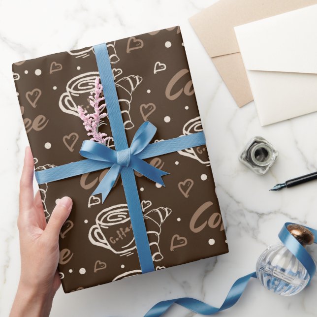 Kaffee & Croissant Liebe Geschenkpapier (Schenken)