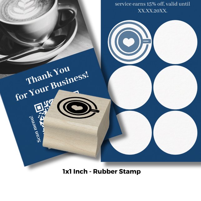 Kaffee Cup - 1" Runde - Treuekarte Gummistempel (Coffee Cup - 1" Round - Loyalty Card Rubber Stamp)