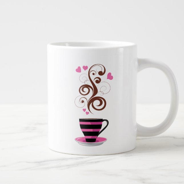 Kaffee-Cup, Arabica-Kaffee, Schwarzer Kaffee, Herz Jumbo-Tasse (Rechts)