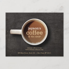 Kaffee Cup auf Black Wood Coffee Shop Postkarte