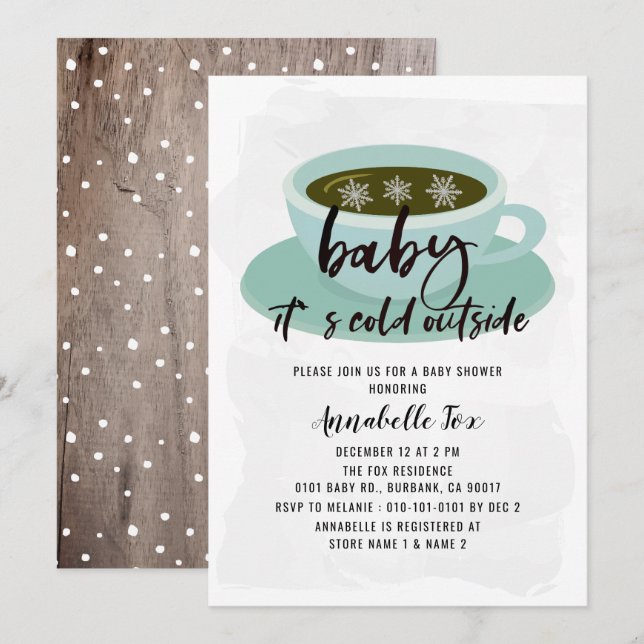 Kaffee-Cup Baby seine kalte Außendusche Einladung (Vorne/Hinten)