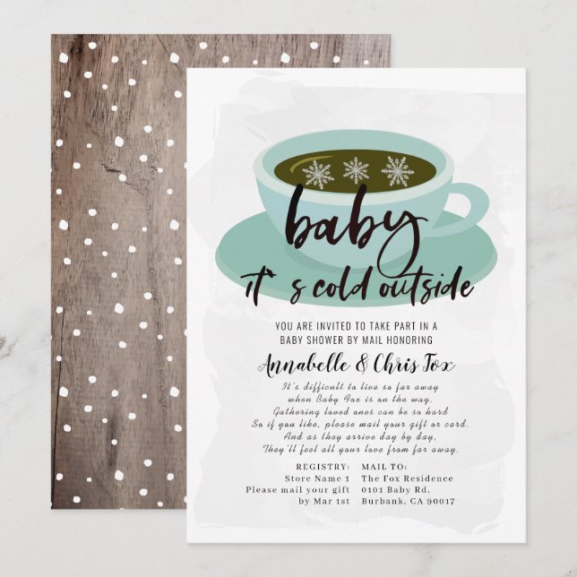 Kaffee-Cup Baby seine kalte Babydusche per Mail Einladung (Vorne/Hinten)