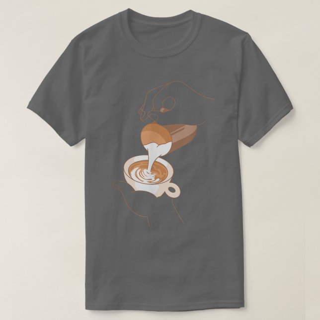 Kaffee-Cup Cappuccino Milchschaum Kaffee Lover Spr T-Shirt (Design vorne)