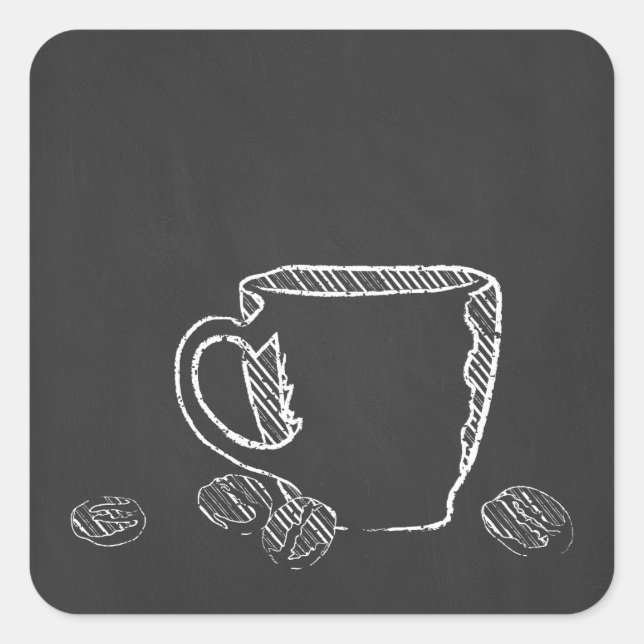 KAFFEE CUP CHALK QUADRATISCHER AUFKLEBER (Vorderseite)