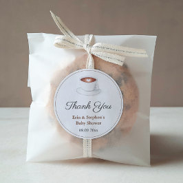 Kaffee-Cup ein Baby Braut Baby-Dusche Danke Runder Aufkleber