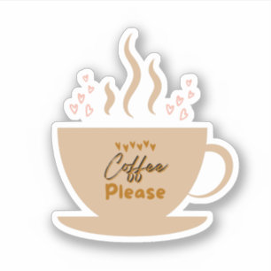 Kaffee Cup & Kaffee bitte Text mit Herzen Aufkleber