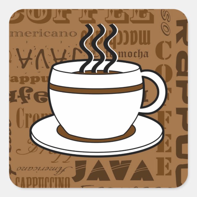 Kaffee-Cup - Kaffeeausdrücke - braun Quadratischer Aufkleber (Vorderseite)