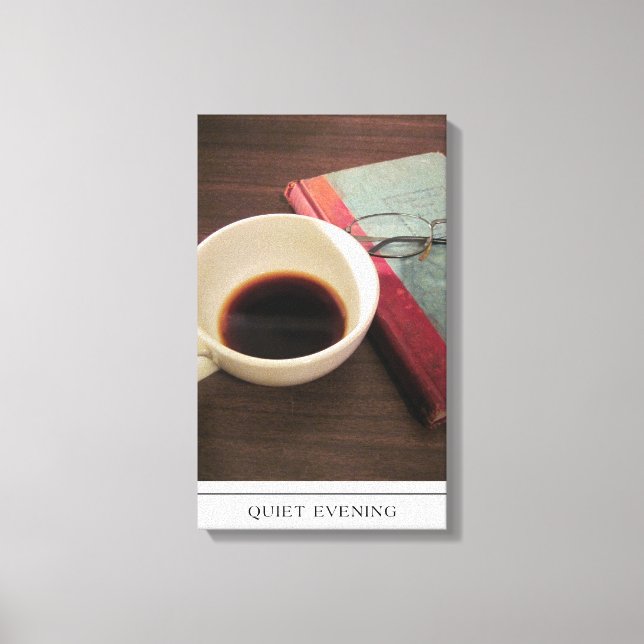 Kaffee-Cup mit Buch auf Leinwand (Vorderseite)
