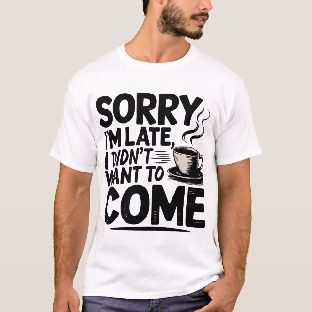 Kaffee-Cup mit Dampf-Funny Typografie-Design T-Shirt (Vorderseite)