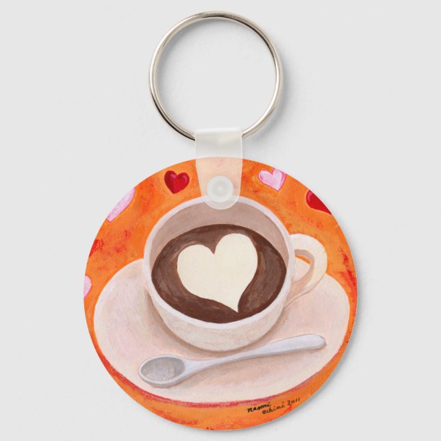 Kaffee-Cup mit Herz Schlüsselanhänger (Vorderseite)