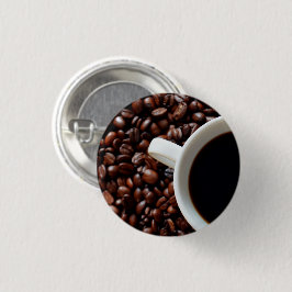 Kaffee-Cup mit Kaffee, Kaffeebohnen Button