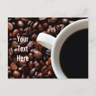 Kaffee-Cup mit Kaffee, Kaffeebohnen Postkarte