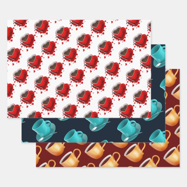 KAFFEE CUP PATTERN SET GESCHENKPAPIER SET (Set)