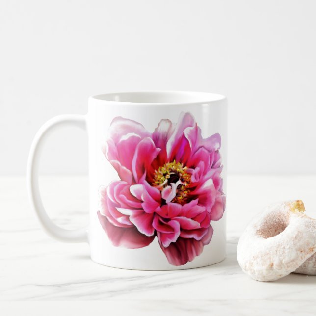 Kaffee Cup Pink Peonys Kaffeetasse (Mit Donut)