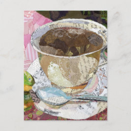 Kaffee Cup Torn Paper Malerei Collage Kunst Postkarte