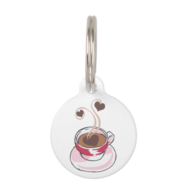 Kaffee-Cup und Herz Haustiermarke (Vorderseite)