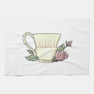 Kaffee-Cup und Rose Geschirrtuch