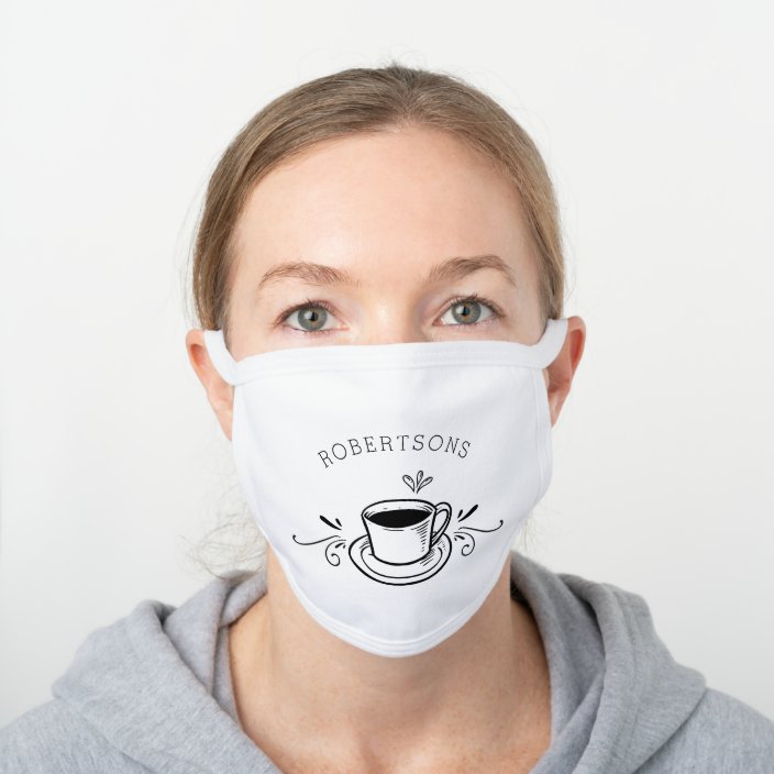 Kaffee Cup Und Saucer Personalisiert Weisse Baumwoll Mund Nasen Maske Zazzle Ch