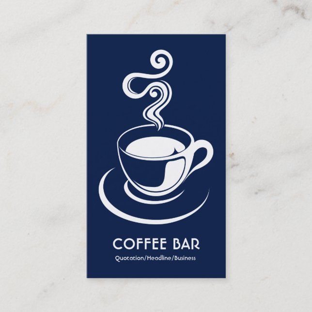 Kaffee Cup Vertikal - Weiß und Dunkelblau 001744 Visitenkarte (Vorderseite)