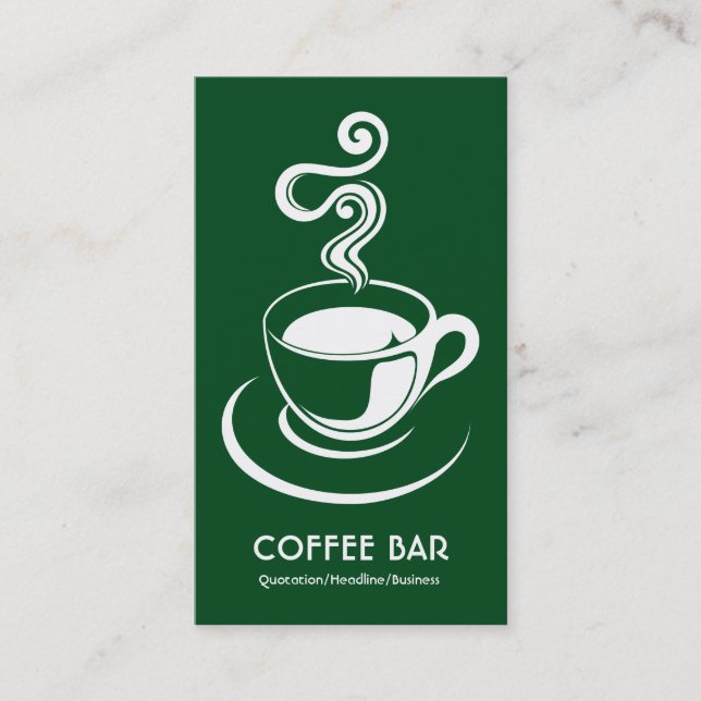 Kaffee Cup Vertikal - Weiß und Dunkelgrün 02481c Visitenkarte (Vorderseite)