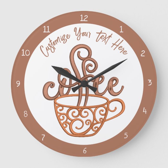 Kaffee Cup Zitat Küche Esszimmer Persönlich Große Wanduhr (Vorderseite)