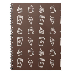 Kaffee-Cupcake- und Eiscreme-Illustrationen Muster Notizblock