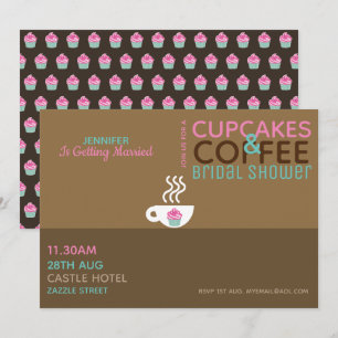 KAFFEE CUPCAKES Brautdusche Einladung Pink Choc