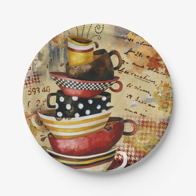 Kaffee Cups Göttliche Papier Teller (Vorderseite)