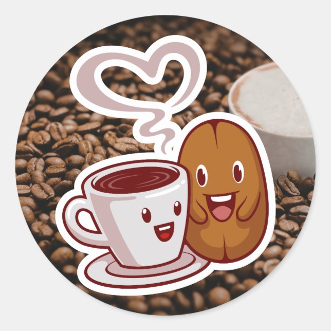 Kaffee Danke Aufkleber Braune Bohnen Stil (Vorderseite)