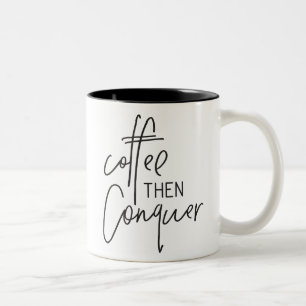 KAFFEE DANN CONQUER moderne schicke handgearbeitet Zweifarbige Tasse