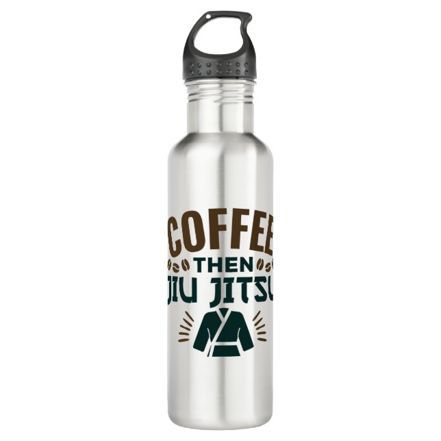 Kaffee Dann Jiu Jitsu BJJ Jiujitsu Edelstahlflasche (Vorderseite)