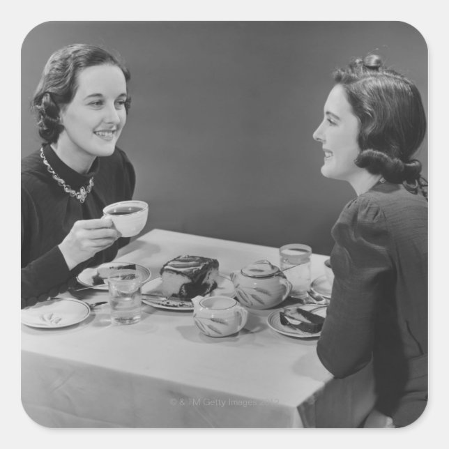 Kaffee-Datum Quadratischer Aufkleber (Vorderseite)