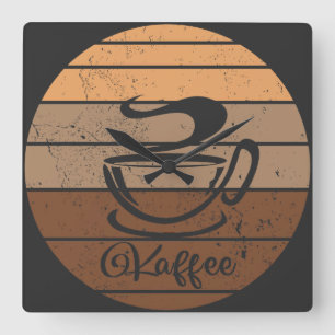 Kaffee Design Quadratische Wanduhr