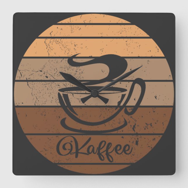 Kaffee Design Quadratische Wanduhr (Vorderseite)