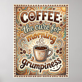 Kaffee die Kur für morgendliche Mürrischkeit Poster