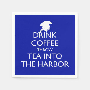 KAFFEE, DIE TEE IN DEN HAFEN GEHEN, blau Serviette