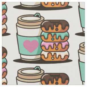 Kaffee-Donut-Liebhaber-Stoff Stoff