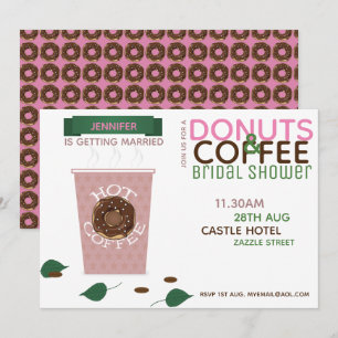 KAFFEE DONUTS Bridal Dusche Einladung Pink Green