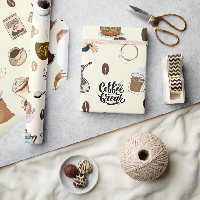 Kaffee Drink Espresso Cappuccino Latte niedlich Geschenkpapier (Kunsthandwerk)