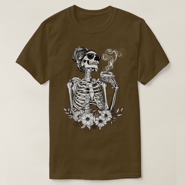 Kaffee Drink Skeleton Lazy DIY Halloween Costum T-Shirt (Design vorne)