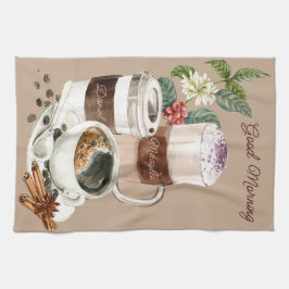 Kaffee Drinks Vignette schwarz, Spezialität Geschirrtuch