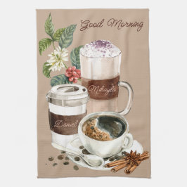 Kaffee Drinks Vignette schwarz, Spezialität Geschirrtuch