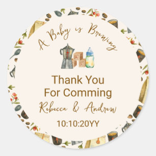 Kaffee ein Baby braut Baby Shower Danke schön Runder Aufkleber