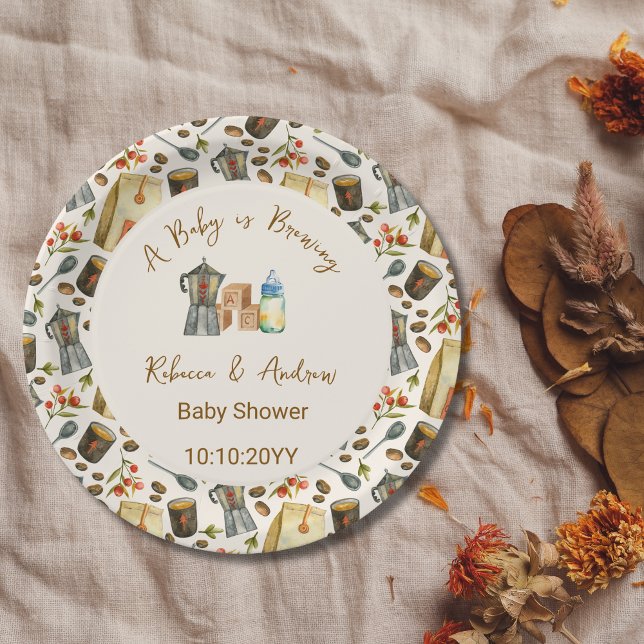 Kaffee Ein Baby wird Babydusche brauen Pappteller (Von Creator hochgeladen)