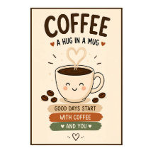 Kaffee Ein Umarmung In Einer Tasse 16x24