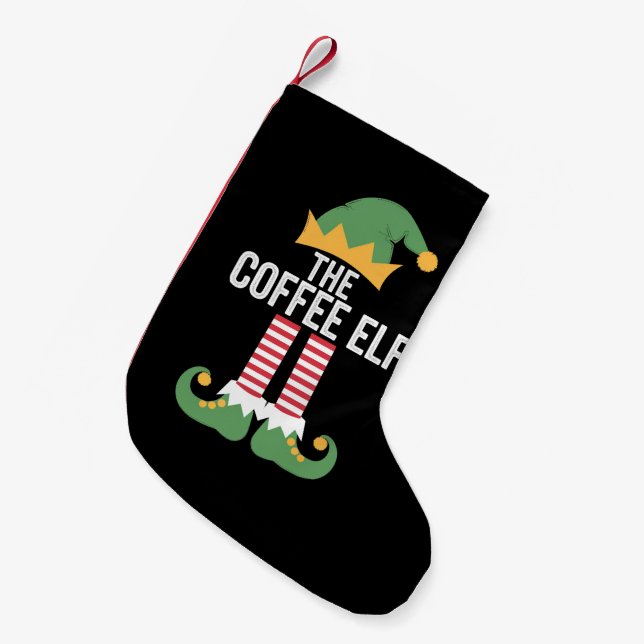 Kaffee Elf Familie Matching Group Weihnachten Kleiner Weihnachtsstrumpf (Vorderansicht (hängend))